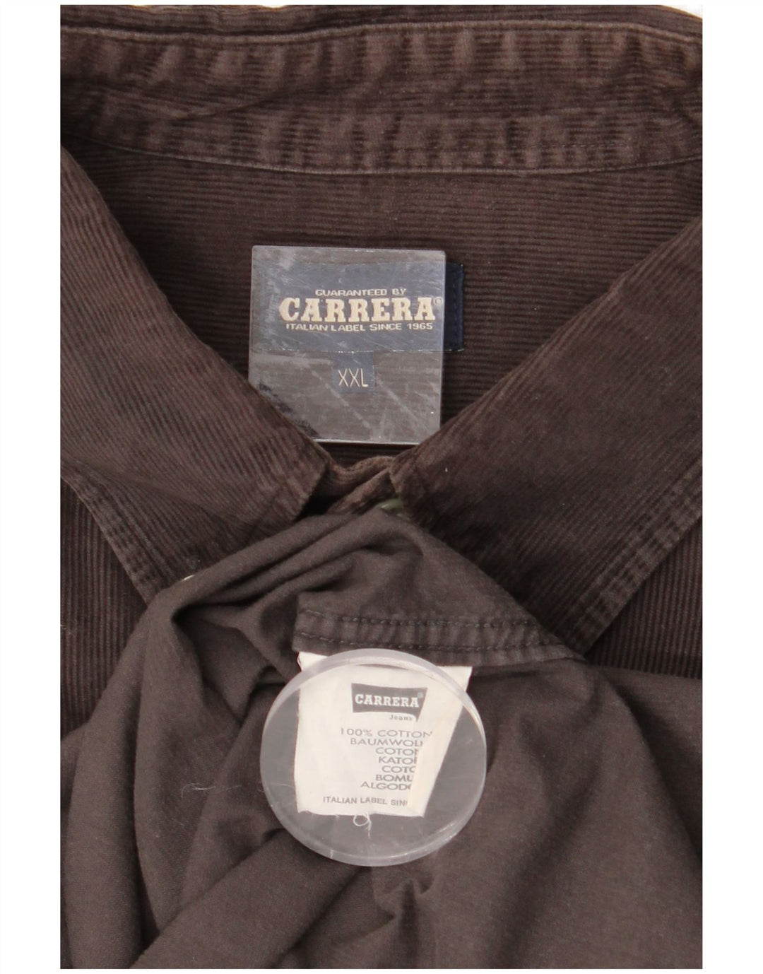 CARRERA Mens Corduroy Shirt 2XL Brown Cotton