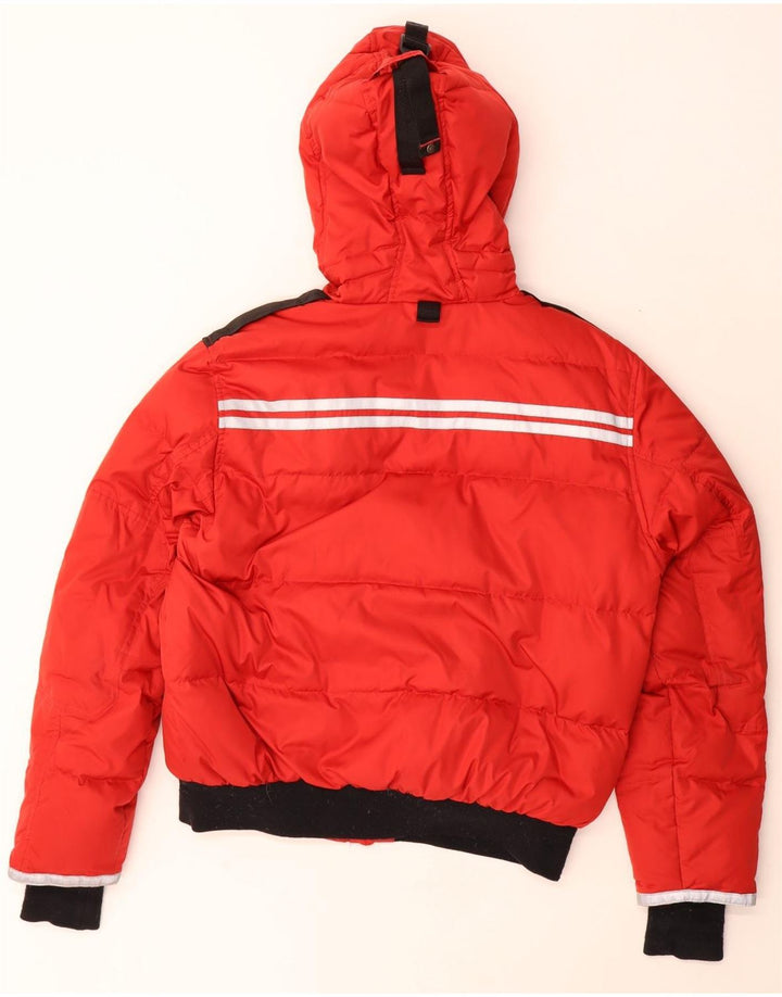 Museum Mens Hooded Padded Jacket UK 38 Medium Red Colourblock Polyester