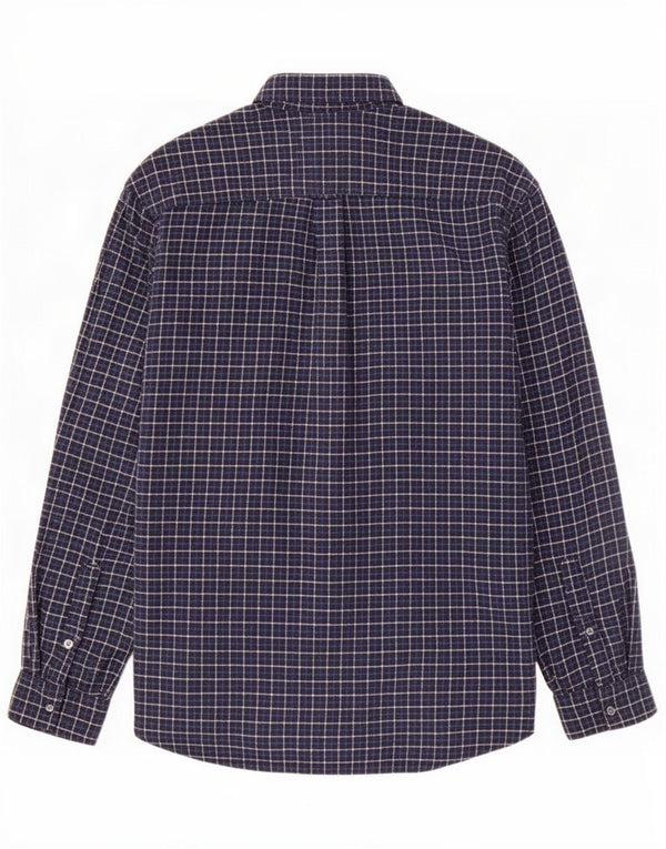 Nautica Mens Flannel Shirt Large Navy Blue Check Cotton