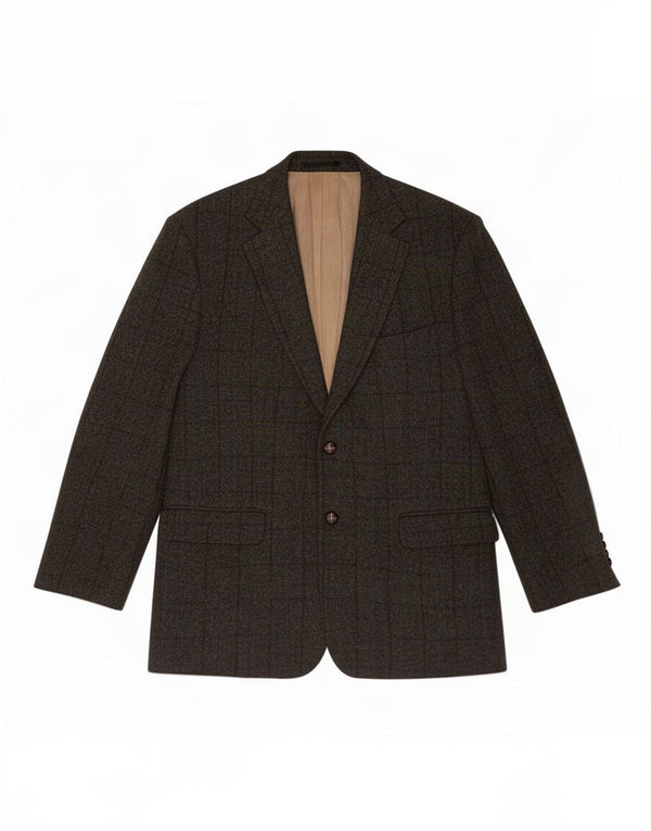 Marks & Spencer Mens Harris Tweed Blazer Jacket UK 42 Large Khaki Check