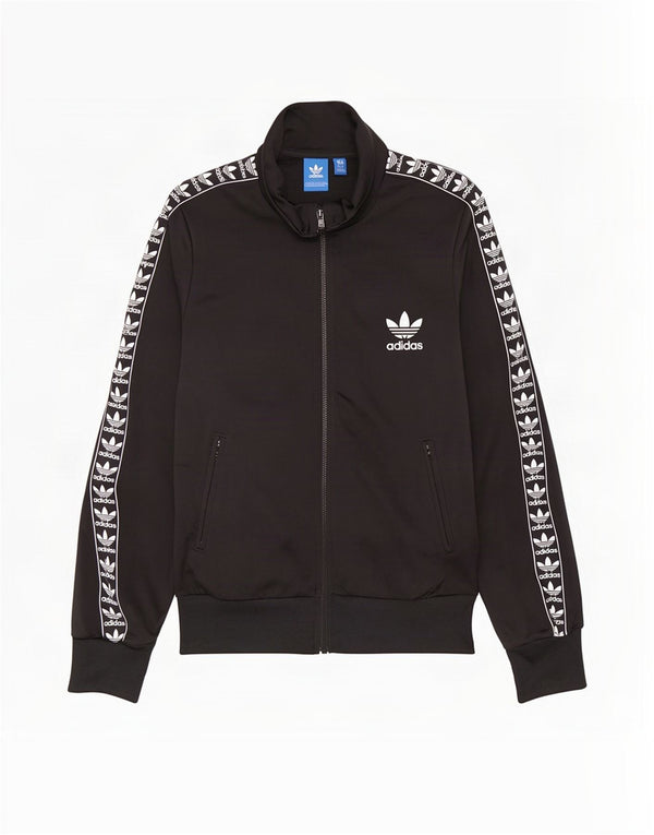 Adidas Womens Graphic Tracksuit Top Jacket UK 10 Small Black Polyester