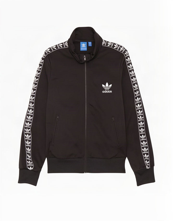 Adidas Womens Graphic Tracksuit Top Jacket UK 10 Small Black Polyester