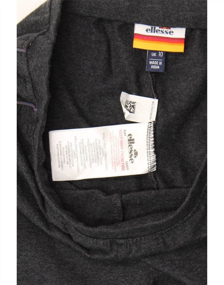 ELLESSE Womens Graphic Leggings UK 10 Small Grey Colourblock Cotton Vintage Ellesse and Second-Hand Ellesse from Messina Hembry 