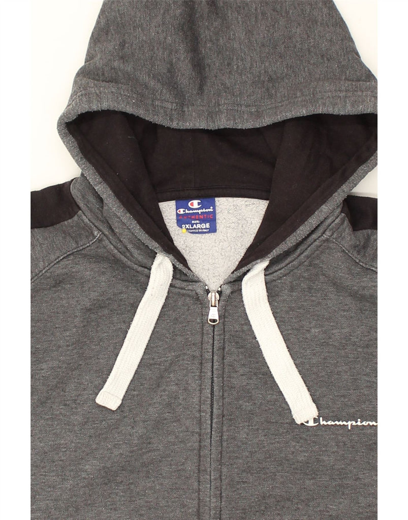 CHAMPION Mens Zip Hoodie Sweater 2XL Grey Cotton | Vintage Champion | Thrift | Second-Hand Champion | Used Clothing | Messina Hembry 