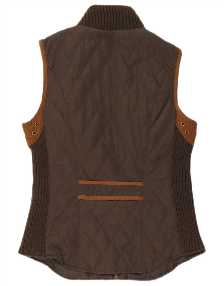Zara Womens Quilted Gilet UK 12 Medium Khaki Colourblock Polyester