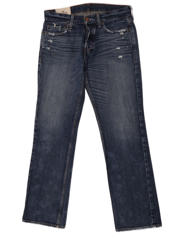 Hollister Mens Distressed Straight Jeans W29 L30 Blue Cotton