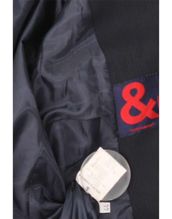 Dolce & Gabbana Womens 3 Button Blazer Jacket IT 44 Medium Navy Blue