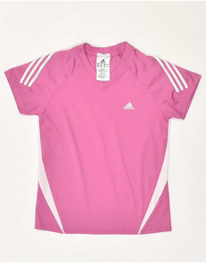 ADIDAS Girls Clima 365 T-Shirt Top 11-12 Years Pink Colourblock Polyester | Vintage Adidas | Thrift | Second-Hand Adidas | Used Clothing | Messina Hembry 