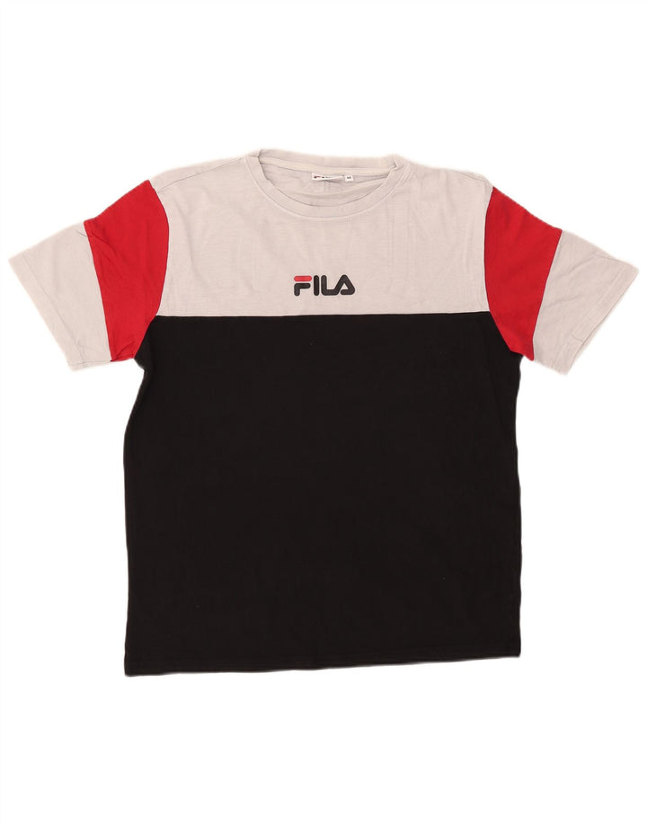 Fila Mens T-Shirt Top Medium Black Colourblock