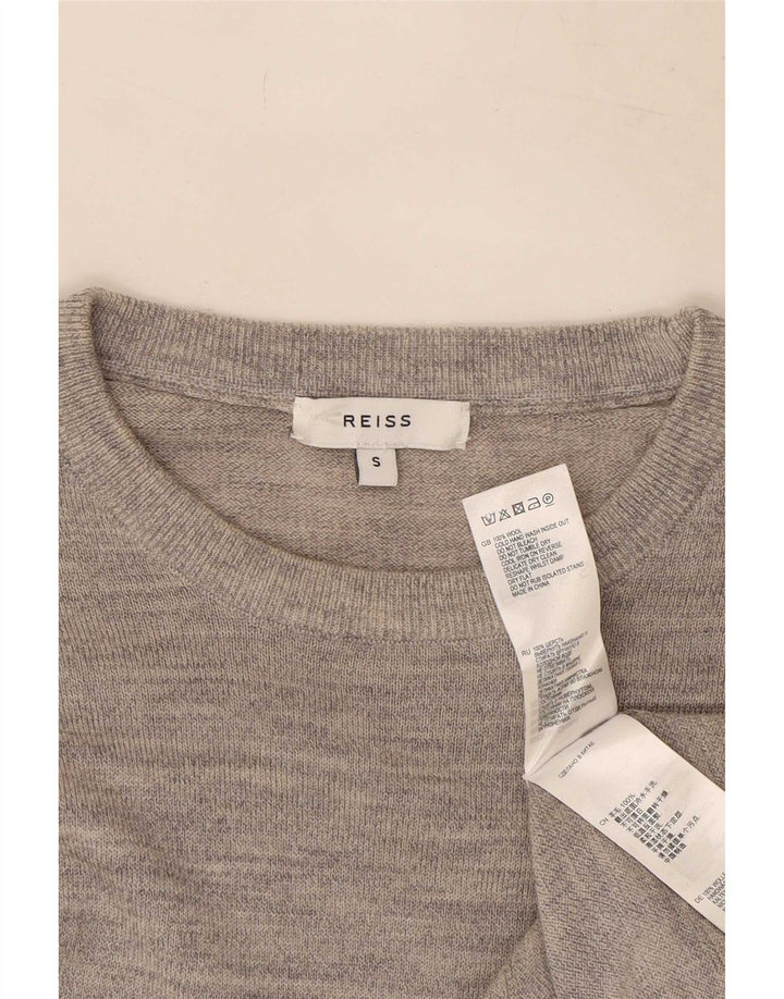 Reiss Mens Crew Neck Jumper Sweater Small Grey Flecked Wool