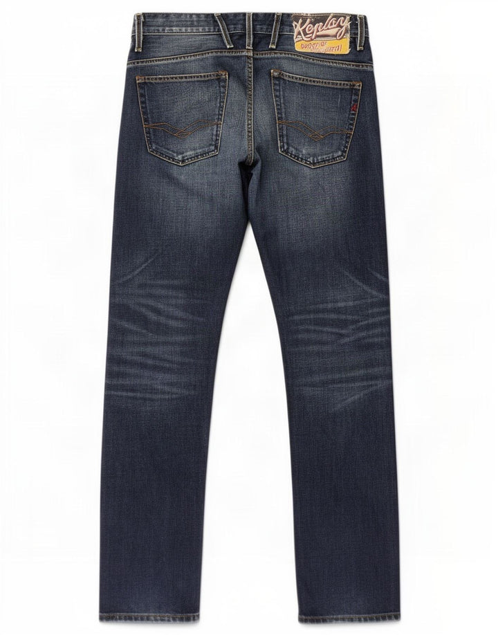 Replay Mens Jeto Slim Jeans W34 L34 Blue Cotton