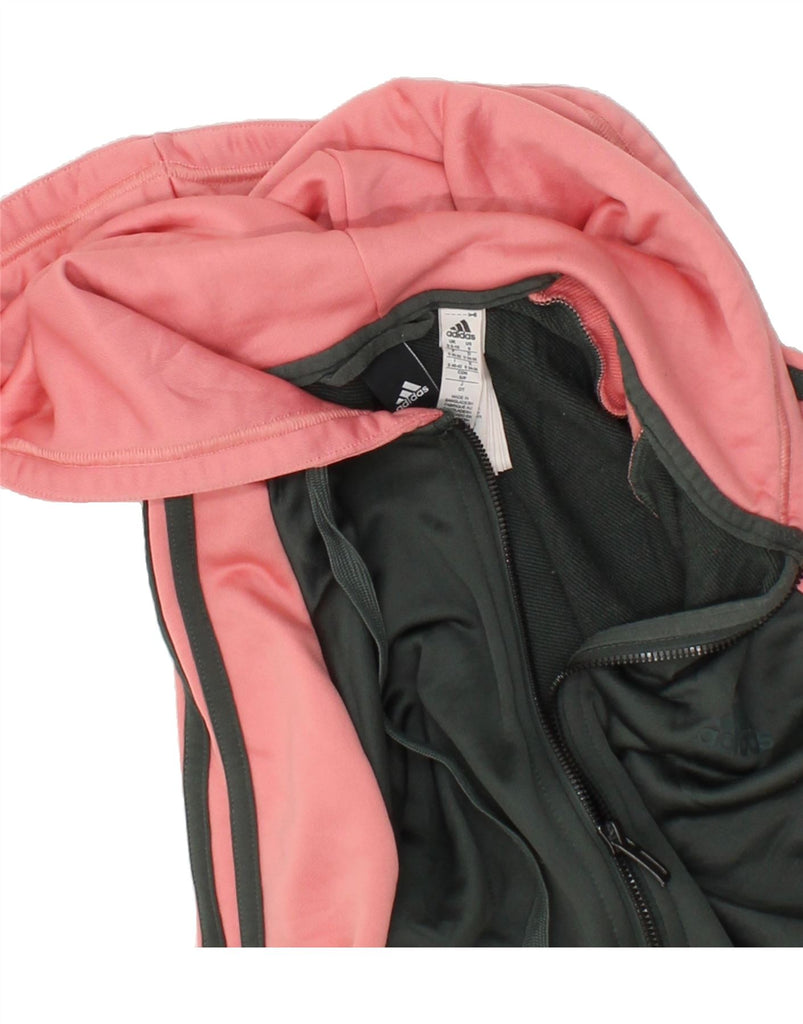 ADIDAS Womens Zip Hoodie Sweater UK 8/10 Small Grey Colourblock Polyester Vintage Adidas and Second-Hand Adidas from Messina Hembry 
