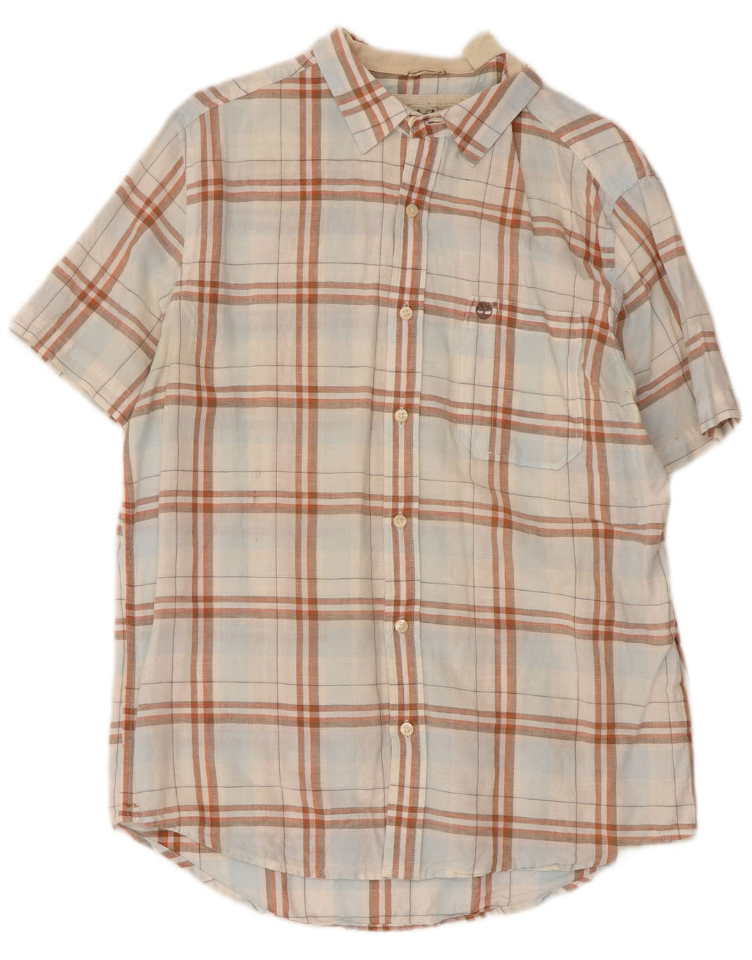 Timberland Mens Regular Fit Short Sleeve Shirt Medium White Check
