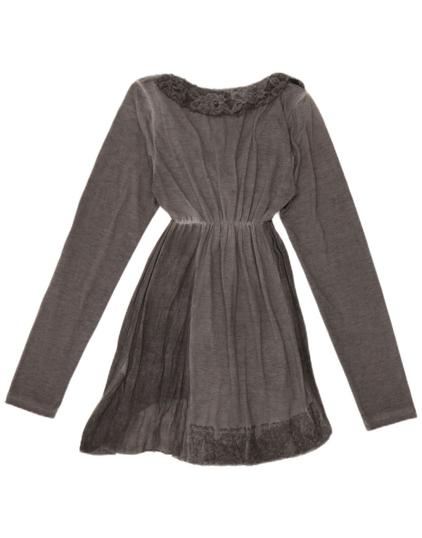 Rifle Womens Long Sleeve Tunic Top UK 8 Small Grey Polyester