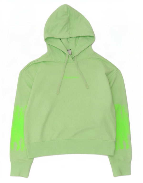 Champion Womens Graphic Hoodie Jumper UK 18 XL Green