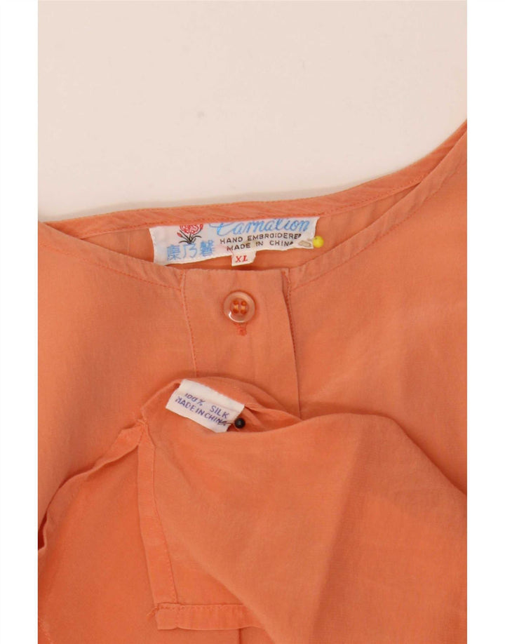 Vintage Womens Blouse Top UK 18 XL Orange Silk