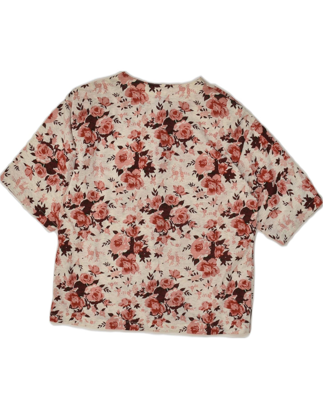 C&A Womens Short Sleeve Shirt Blouse EU 40 Medium Beige Floral Polyester | Vintage C&A | Thrift | Second-Hand C&A | Used Clothing | Messina Hembry 