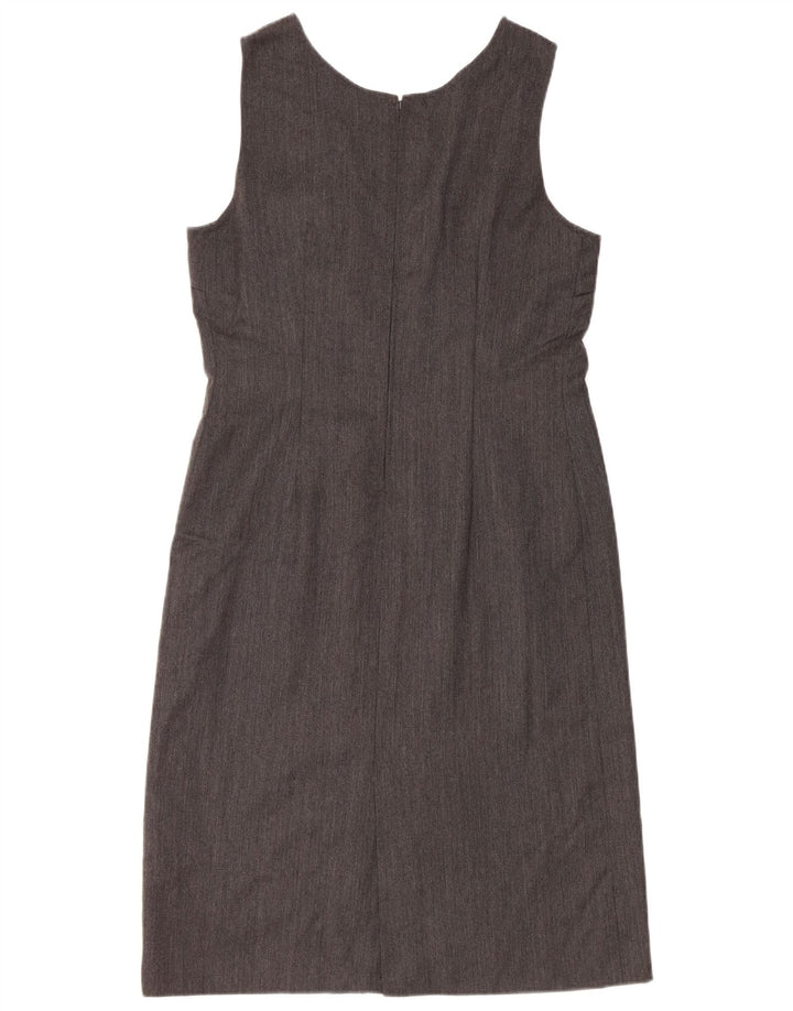 Vintage Womens Sleeveless Sheath Dress UK 12 Medium Grey