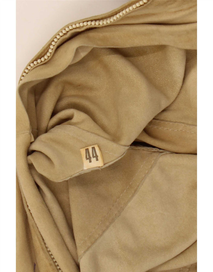 Vintage Womens Suede Jacket IT 44 Medium Beige