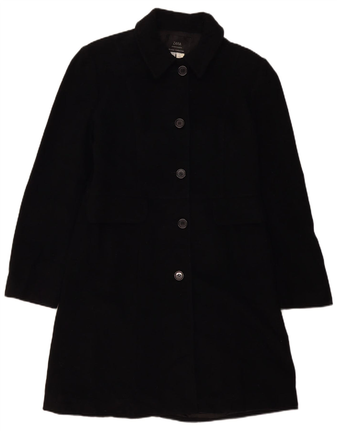 Zara Womens Overcoat EU 40 Medium Black Wool
