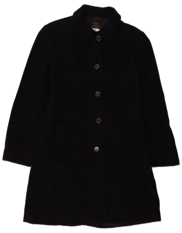 Zara Womens Overcoat EU 40 Medium Black Wool