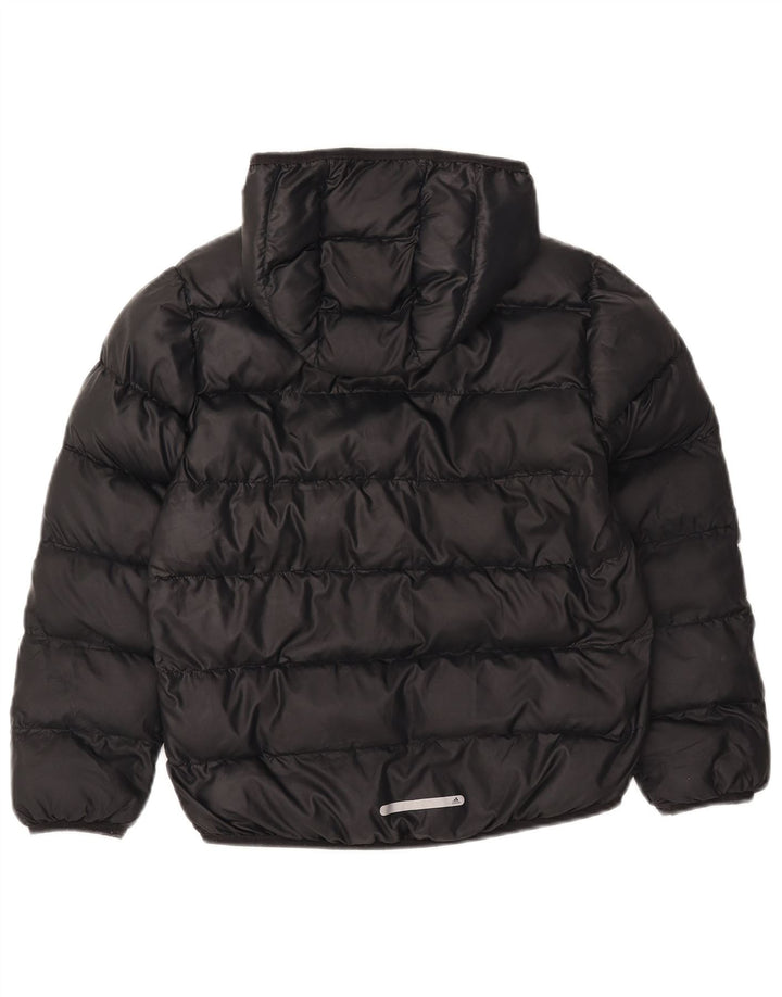 ADIDAS Boys Hooded Padded Jacket 9-10 Years Black Polyester