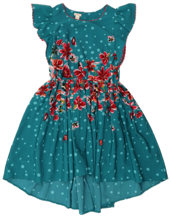 Monsoon Girls A-Line Dress 12-13 Years Blue Floral Polyester