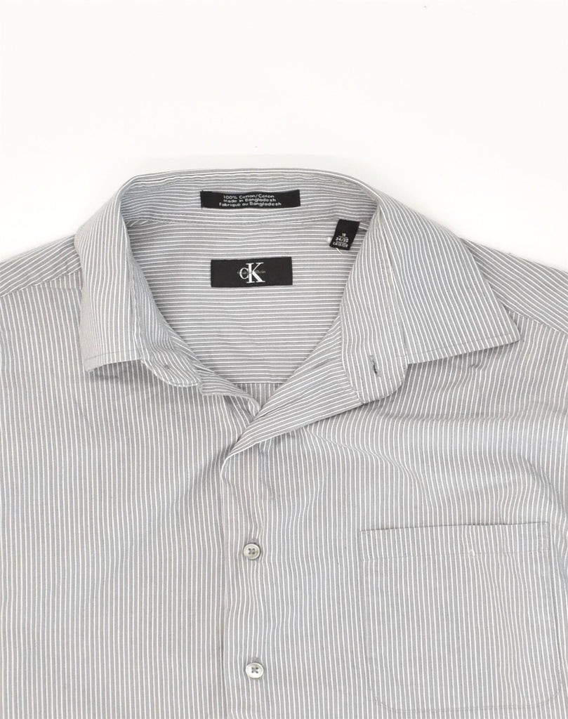 CALVIN KLEIN Mens Shirt Size 16 Large Grey Pinstripe Cotton | Vintage Calvin Klein | Thrift | Second-Hand Calvin Klein | Used Clothing | Messina Hembry 