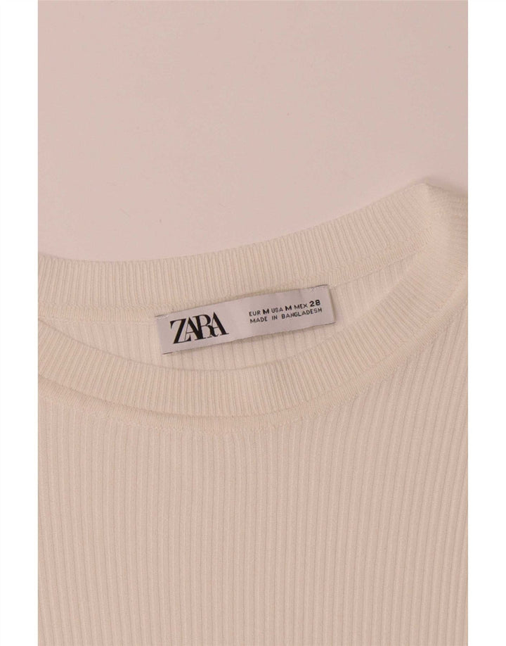Zara Womens Top Long Sleeve UK 12 Medium White
