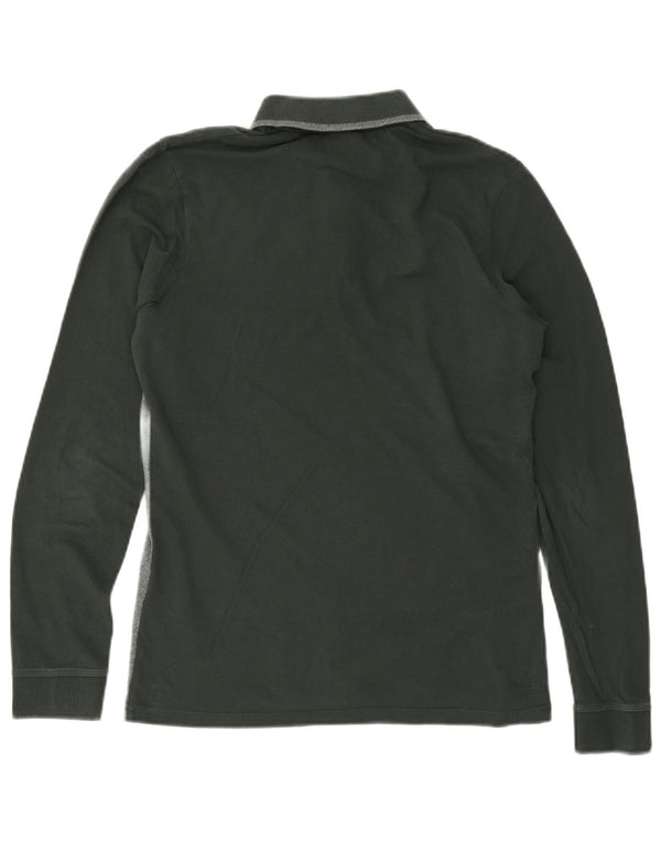 Jack & Jones Mens Long Sleeve Polo Shirt Small Green Colourblock Cotton
