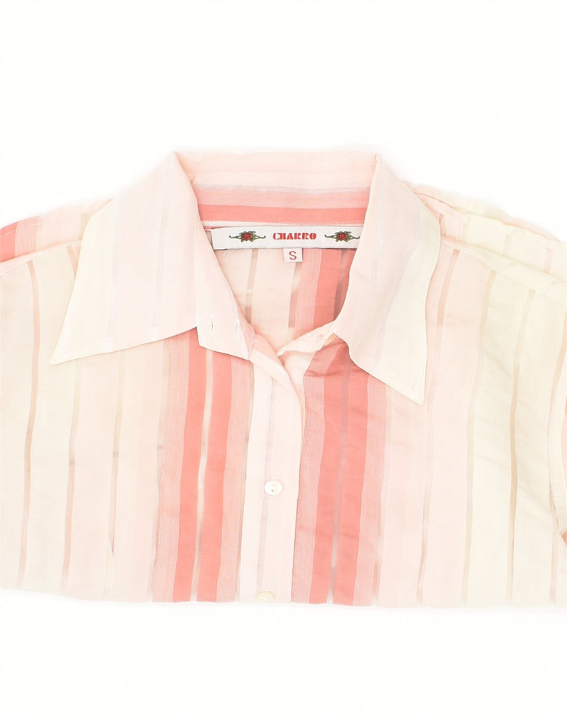 CHARRO Womens Shirt UK 10 Small Pink Striped Viscose | Vintage Charro | Thrift | Second-Hand Charro | Used Clothing | Messina Hembry 