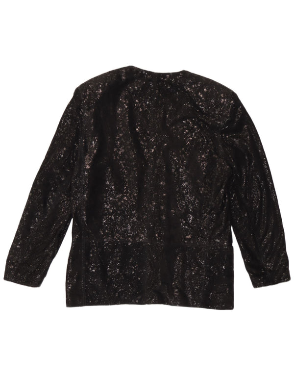 Carla Buti Womens Suede 1 Button Blazer Jacket IT 42 Medium Black Spotted