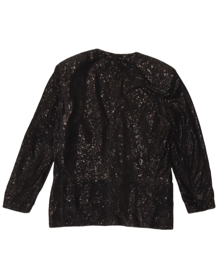 Carla Buti Womens Suede 1 Button Blazer Jacket IT 42 Medium Black Spotted
