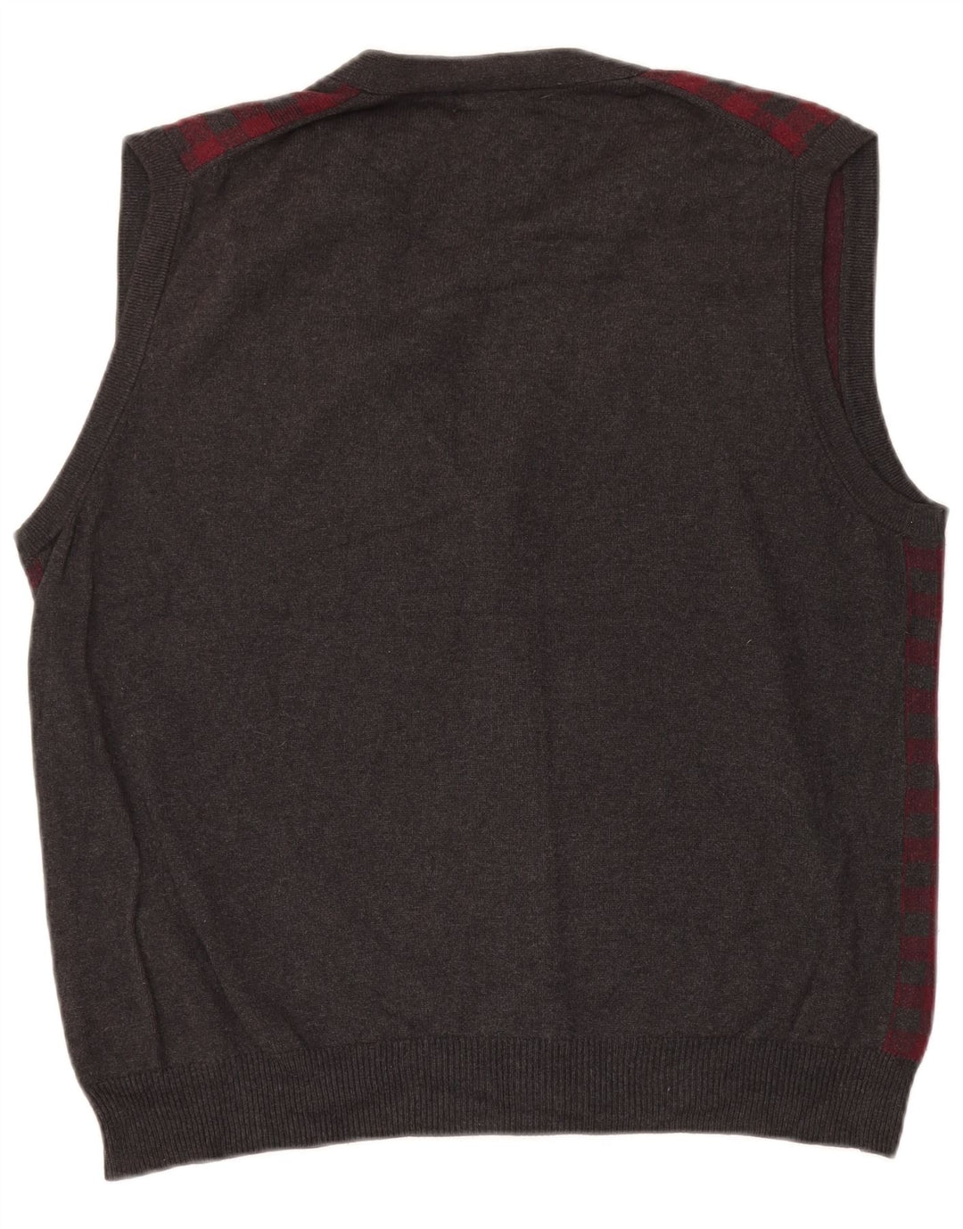 Nautica Mens Sleeveless Cardigan Sweater Large Grey Gingham Cotton