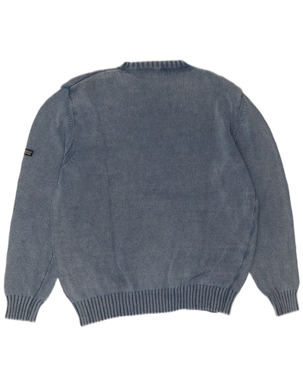 Woolrich Mens Graphic Crew Neck Jumper Sweater XL Blue Cotton