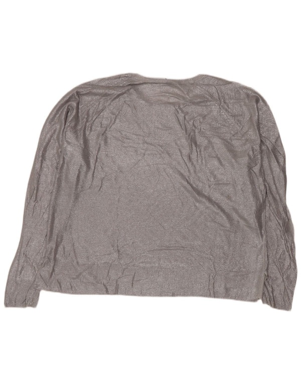 Zara Womens Oversized Boat Neck Jumper Sweater UK 10 Small Silver