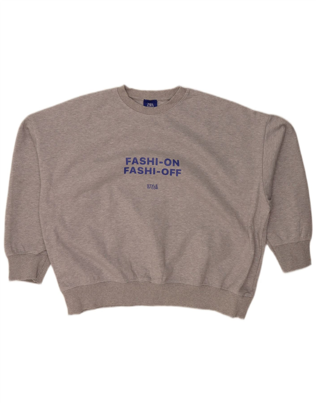 ZARA Womens Oversized Graphic Sweatshirt Jumper UK 14 Medium Grey Flecked