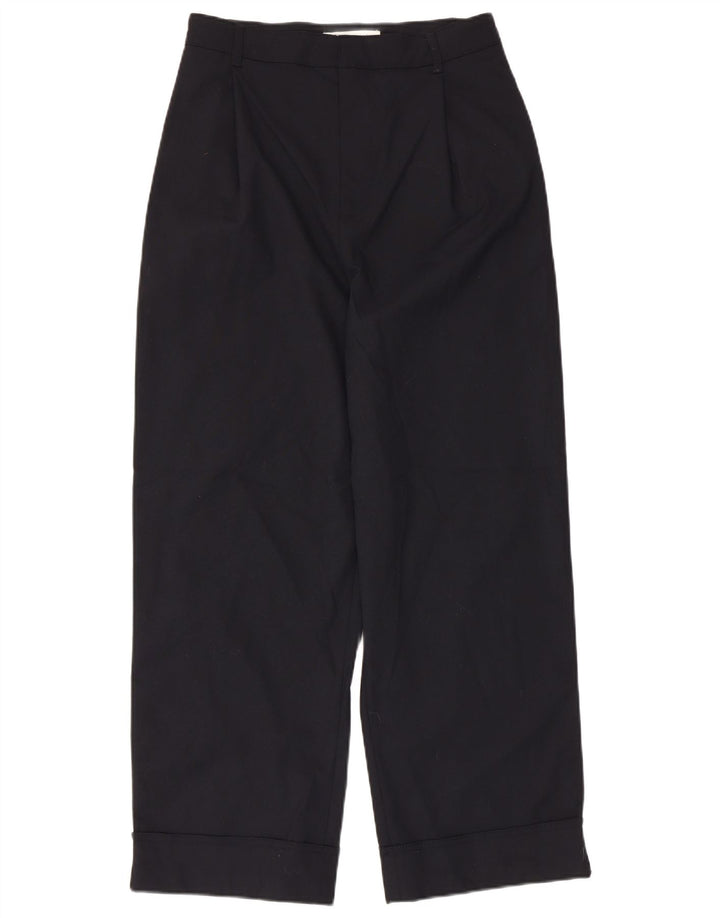 ZARA Womens High Waist Pegged Chino Trousers Small W26 L27 Navy Blue