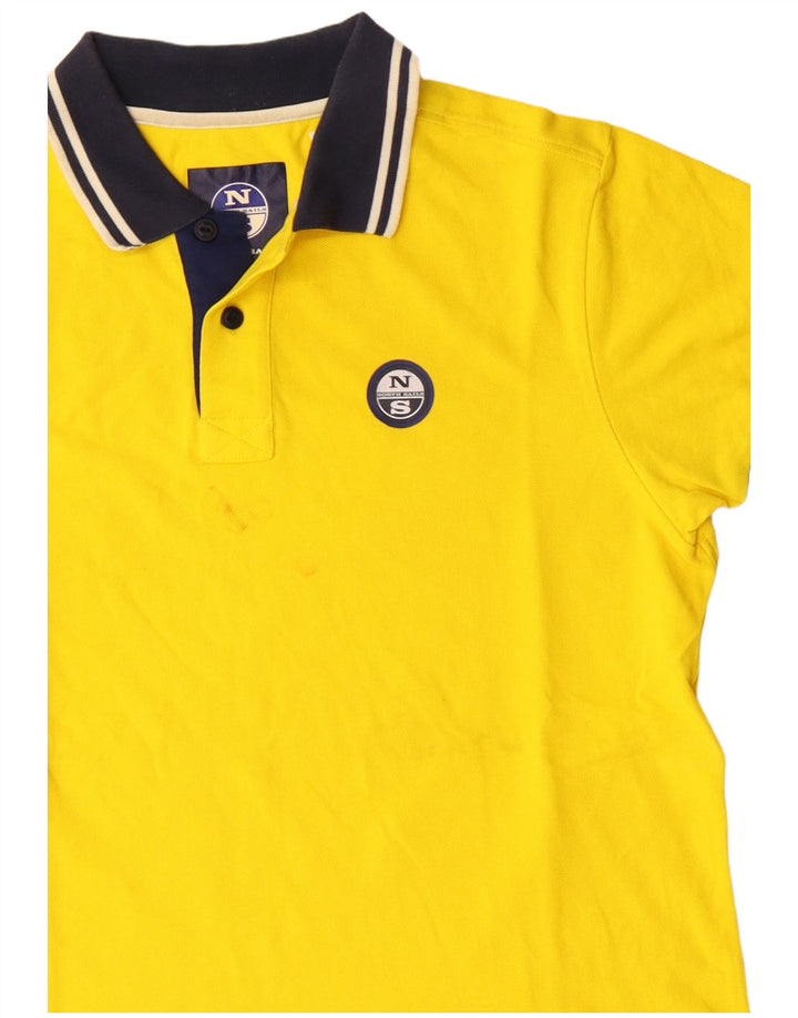 North Sails Mens Polo Shirt Medium Yellow Colourblock Cotton