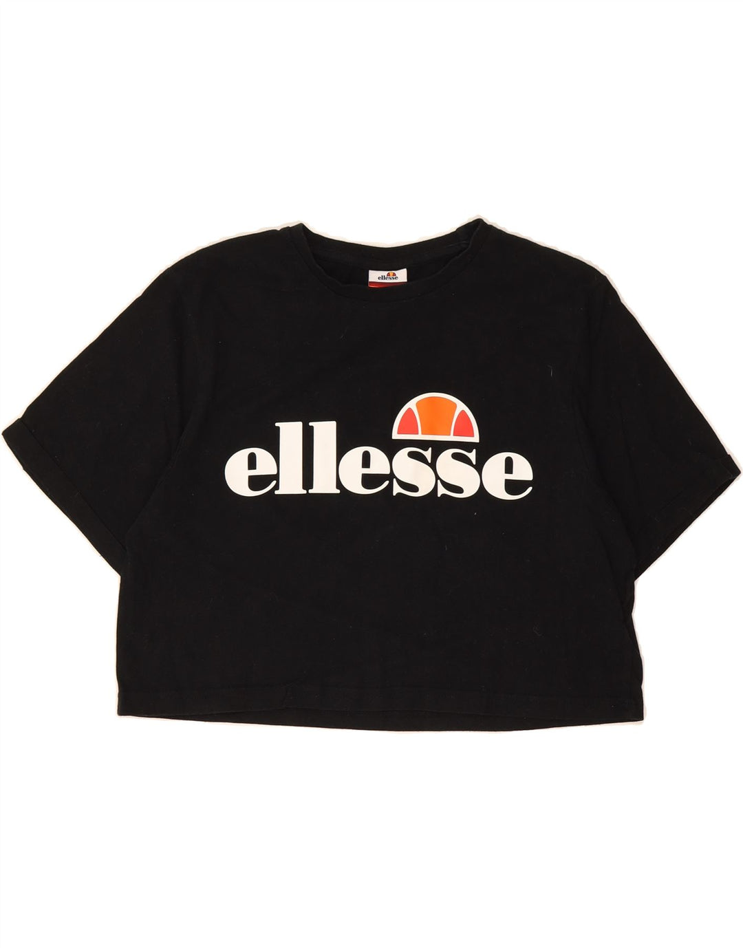 ELLESSE Womens Oversized Crop Graphic T-Shirt Top UK 10 Small  Black Vintage Ellesse and Second-Hand Ellesse from Messina Hembry 