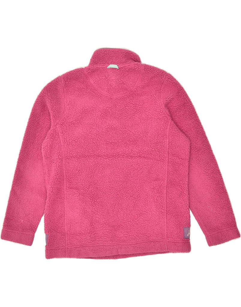 JOULES Womens Button Neck Fleece Jumper UK 12 Medium Pink Polyester | Vintage Joules | Thrift | Second-Hand Joules | Used Clothing | Messina Hembry 