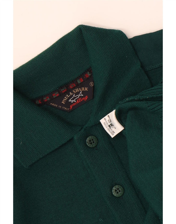 PAUL & SHARK Mens Polo Neck Jumper Sweater Small Green Wool