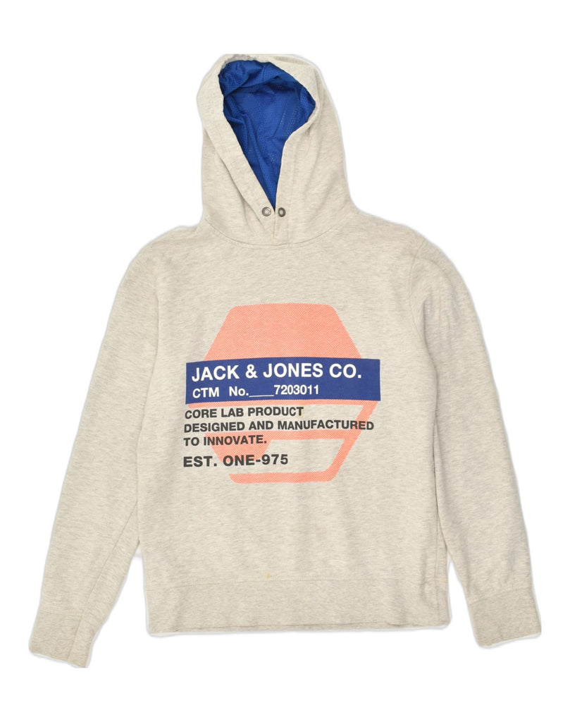 JACK & JONES Mens Graphic Hoodie Jumper Medium Grey Cotton | Vintage Jack & Jones | Thrift | Second-Hand Jack & Jones | Used Clothing | Messina Hembry 