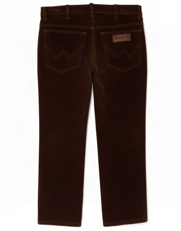 Wrangler Mens Texas Stretch Crop Straight Corduroy Trousers W34 L25 Brown