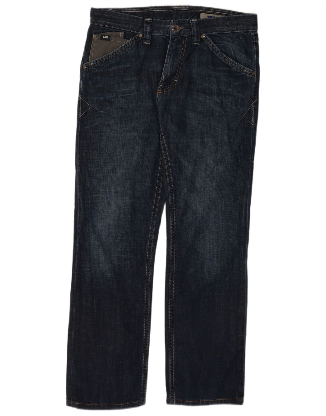 Gas Mens Straight Jeans W34 L32 Navy Blue Cotton
