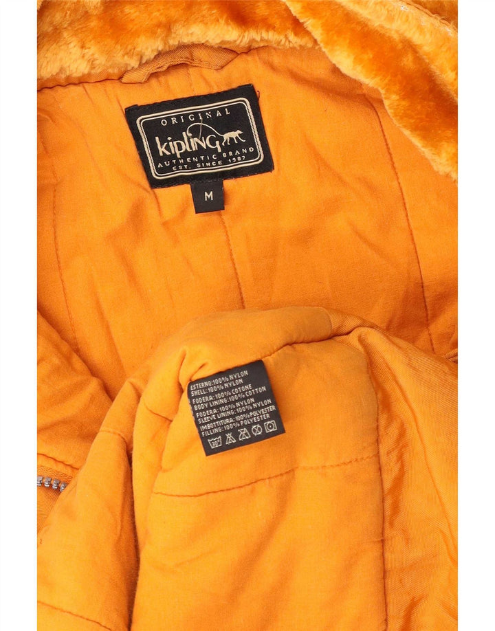 Kipling Womens Hooded Windbreaker Coat UK 14 Medium Yellow Nylon