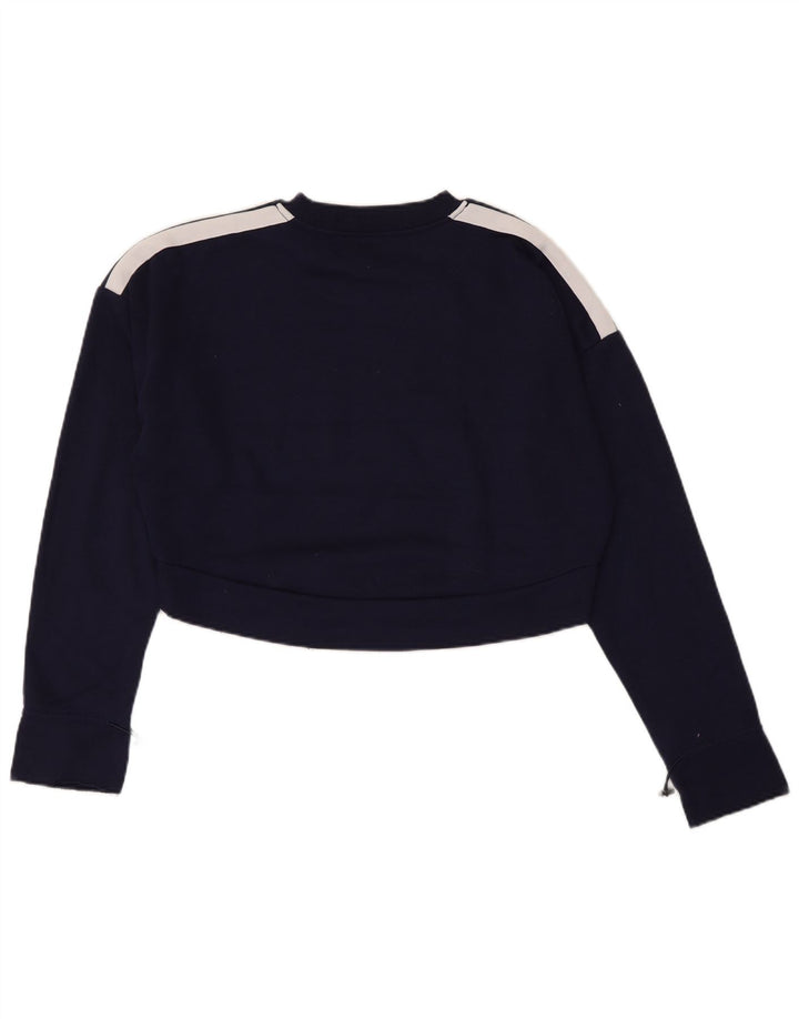 Fila Womens Crop Graphic Top Long Sleeve UK 14 Medium Navy Blue Colourblock