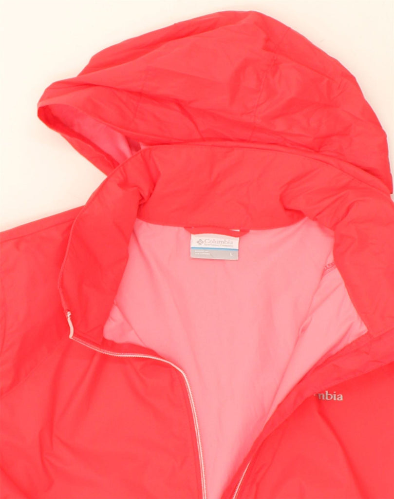 COLUMBIA Womens Hooded Rain Jacket UK 16 Large Red Nylon | Vintage Columbia | Thrift | Second-Hand Columbia | Used Clothing | Messina Hembry 