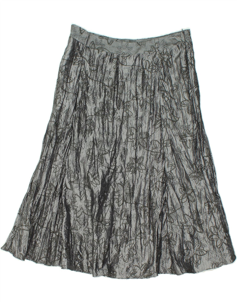 CANDA Womens A-Line Skirt IT 46 Large W32 Grey Floral Polyester | Vintage Canda | Thrift | Second-Hand Canda | Used Clothing | Messina Hembry 