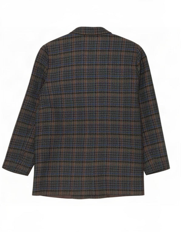 Prisma Womens Relaxed Fit Overcoat IT 46 Large Blue Check Wool